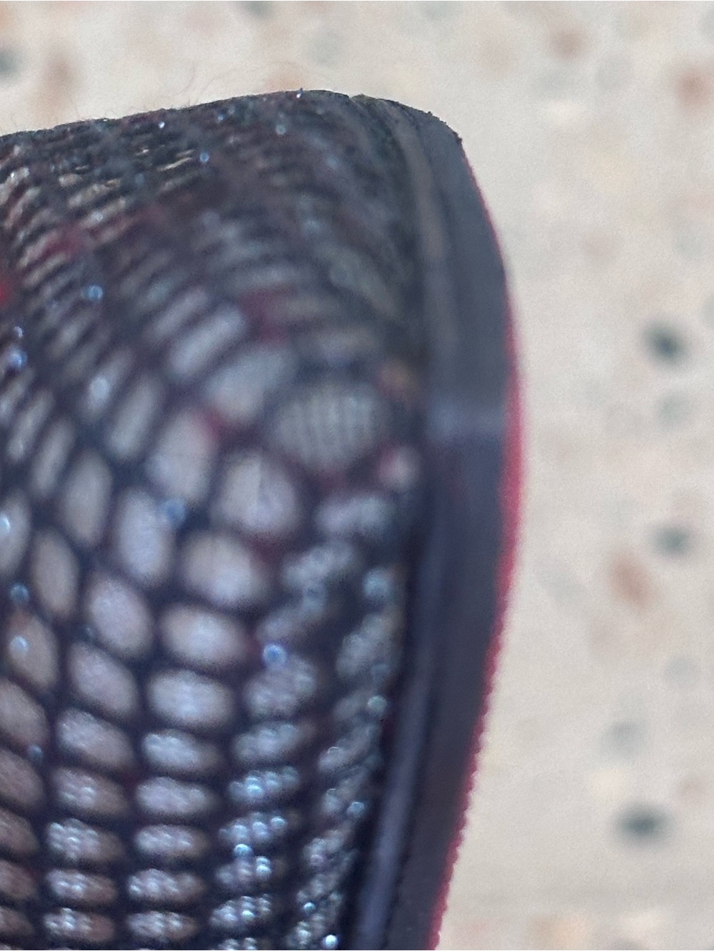 Christian Louboutin Black Glitter Mesh Pumps with Red Soles - Picture 6 of 9